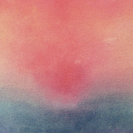 Calming image of a sunset painted with a wet-on-wet watercolour technique